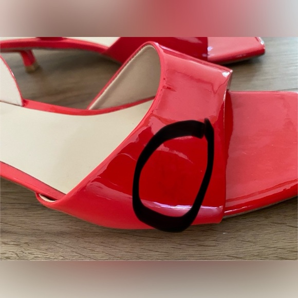 Anthropologie Maeve Red Square-Toe Slingback Kitten Heel Sandals - Picture 7 of 9